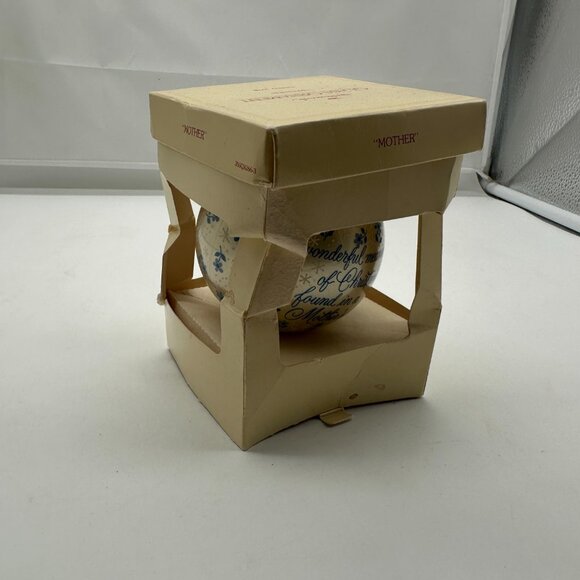 Vintage 1978 Hallmark Glass Christmas Ornament Mother White Blue Decor - Picture 3 of 5